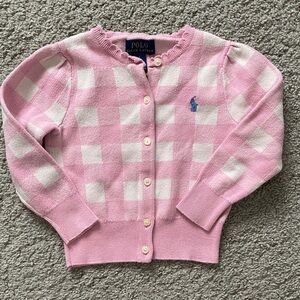 Polo by Ralph Lauren Pink & White Check Knit Cardigan